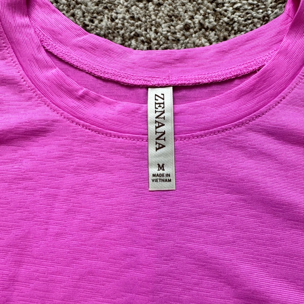 ZENANA•SHARK BITE SIDE SLIT TOP• ZENANA•Bright Pink•STYLE#NST-6321Y - Picture 6 of 8
